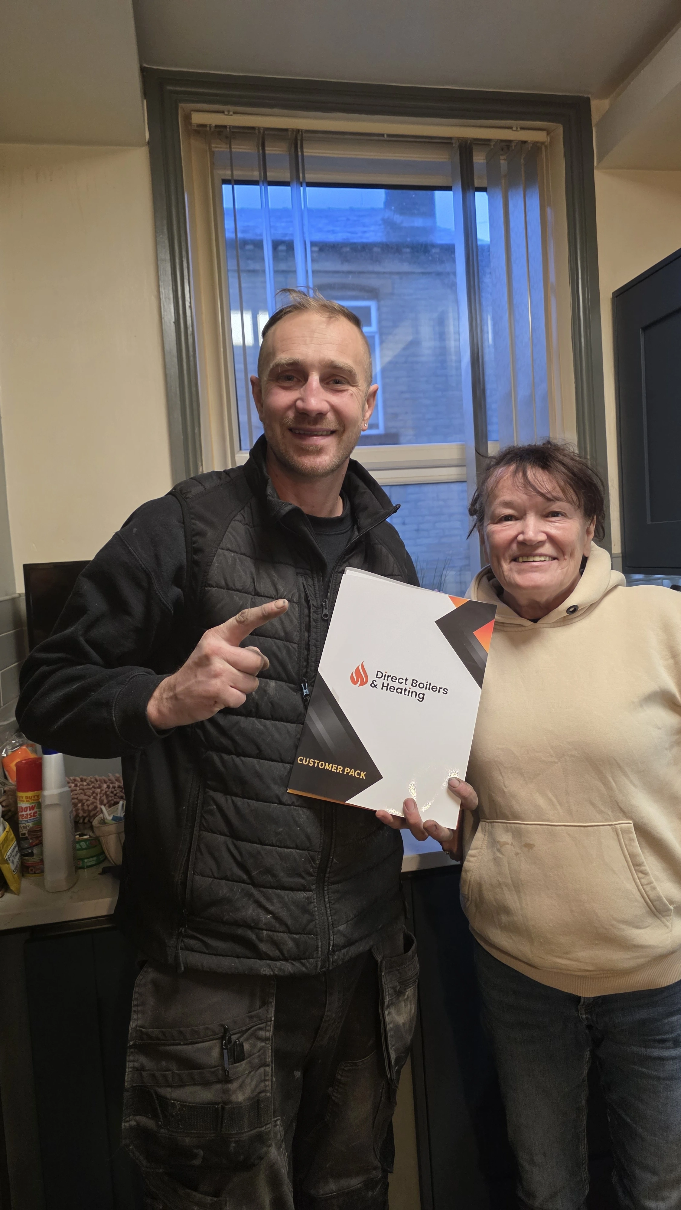 Engineer with happy customer